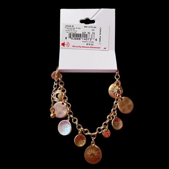 ⭐️3/$25⭐️ Sonoma Rhinestone Hamsa Star Gold Tone Charm Bracelet NWT - Picture 3 of 3